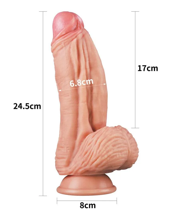 Lovetoy - Realistische XXL Dildo Met Balzak En Zuignap 24.5 cm - Lichte Huidskleur | Lovetoy Dildos