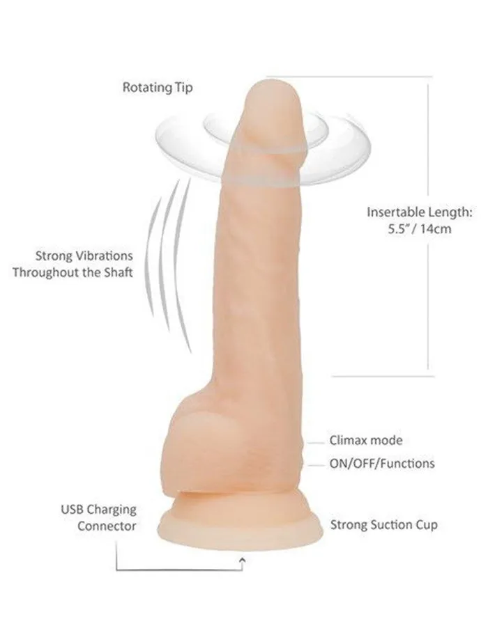 Naked Addiction Dildos | Naked Addiction - Roterende En Vibrerende Siliconen Dildo Met Zuignap 21,5 cm