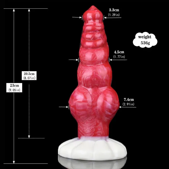 9.05Inch Multi-Knot Pointed Glans Silicone Dog Dildo | Lovetoyshub Dildos