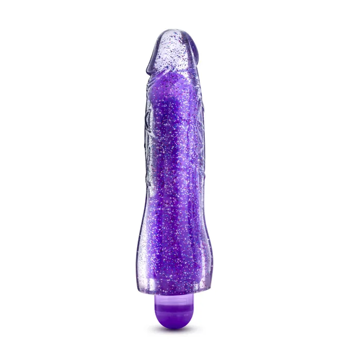 Eden Female Sex Toys Eden 9 Long Glow In The Dark Purple Ridged 1 Mode Vibrating Dildo