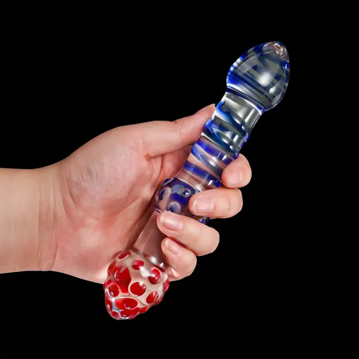 Lovetoyshub Dildos | 7.5-Inch Double-Ended Glass Dildo with Textured Bumps