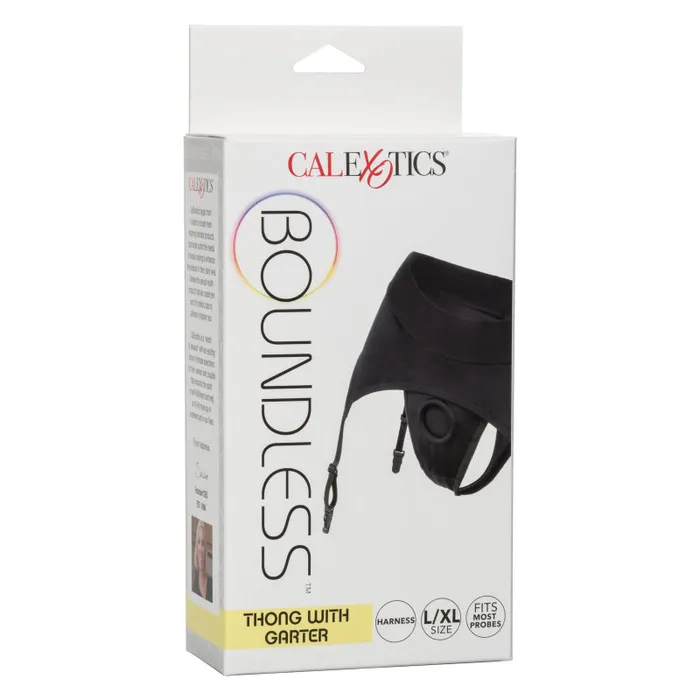 Male Sex Toys | Boundless Thong With Garter - L/xl - Black - Calexotics