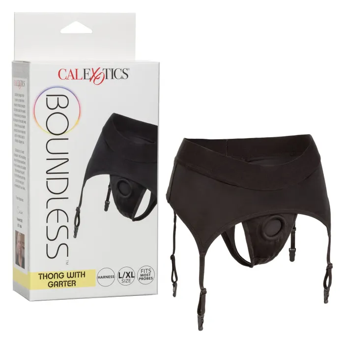 Male Sex Toys | Boundless Thong With Garter - L/xl - Black - Calexotics