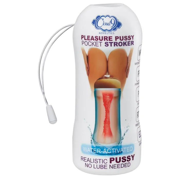 Male Sex Toys | Cloud 9 Novelties Pleasure Pussy Pocket Stroker Water Activated - Tan