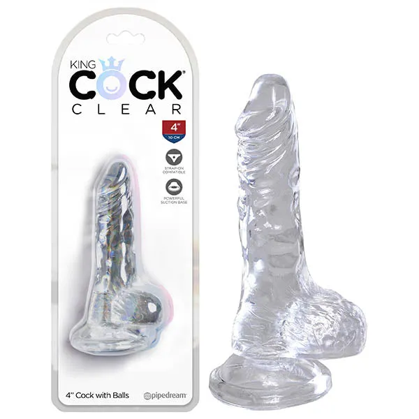 Pipedream Dildos King Cock Clear 4 Cock with Ballspd575020