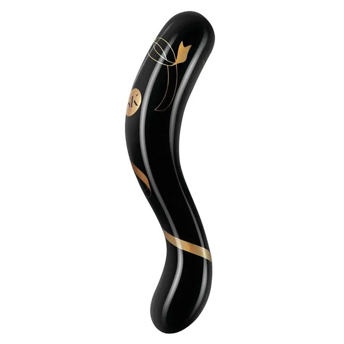 Secret Kisses Dildos | Secret Kisses 7'' Handblown Double Ended Dildo - Black 17.8 cm Glass Dildo