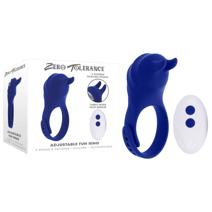 Zero Tolerance Male Sex Toys Zero Tolerance ADJUSTABLE FUN RING Blue USB Rechargeable Cock Ring with Wireless Remote