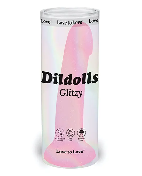 Dildos Lovely Planet Love to Love Curved Suction Cup Dildolls Glitzy Glitter Pink