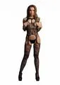 Le Desir Lace Suspender Bodystocking with Round Neck Le Desir Bodystockings Playsuits