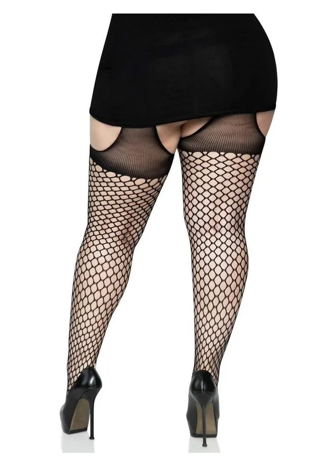 Leg Avenue Leg Avenue Oval Net Suspender Hose with Opaque Top Male Sex Toys