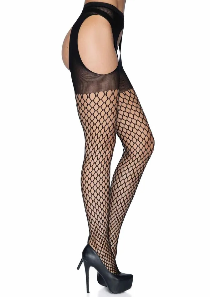 Leg Avenue Leg Avenue Oval Net Suspender Hose with Opaque Top Male Sex Toys