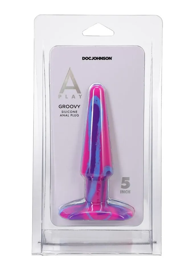 Male Sex Toys APlay APlay Groovy Silicone Anal Plug 5in Fuschia