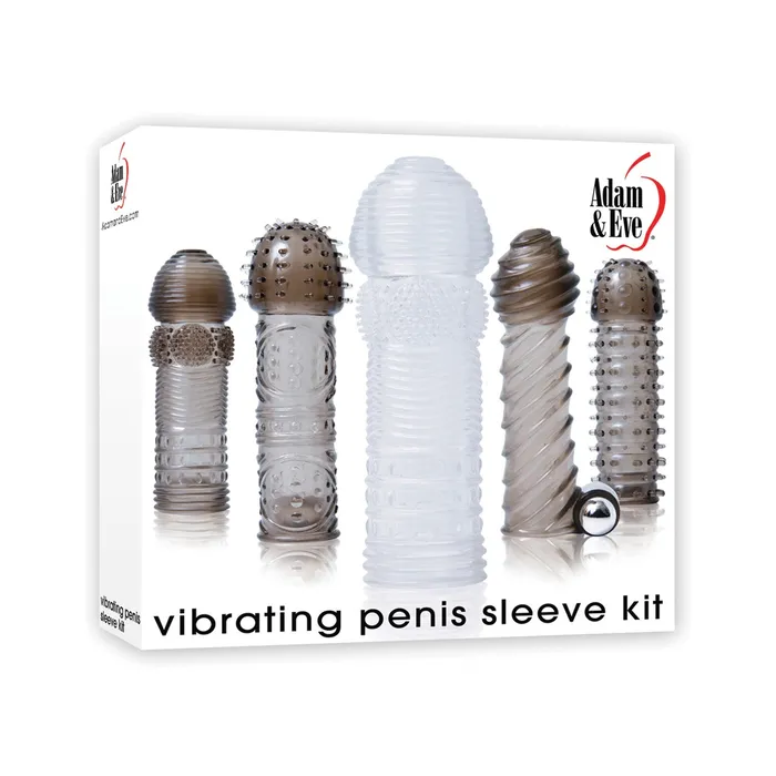 Male Sex Toys Classic Brands Adam Eve Vibrating Penis Sleeve Kit SmokeClear