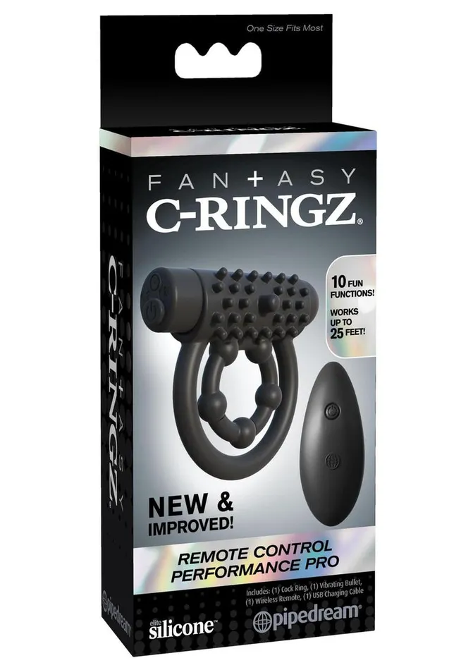 Male Sex Toys Fantasy CRingz Silicone Rechargeable Performance Pro Cock Ring with Remote Control Fantasy CRingz