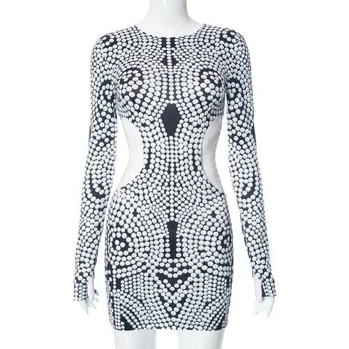 Rose Iphigenia Women Clothing Early Autumn Sexy Print Long Sleeve Round Neck Sheath Male Sex Toys