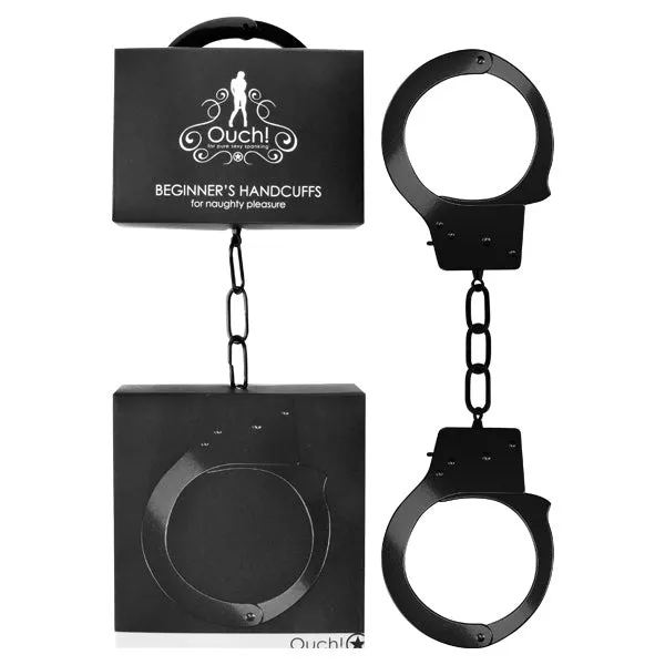 Shots Toys Ouch Beginners Handcuffs Black Metal Restraints Couples