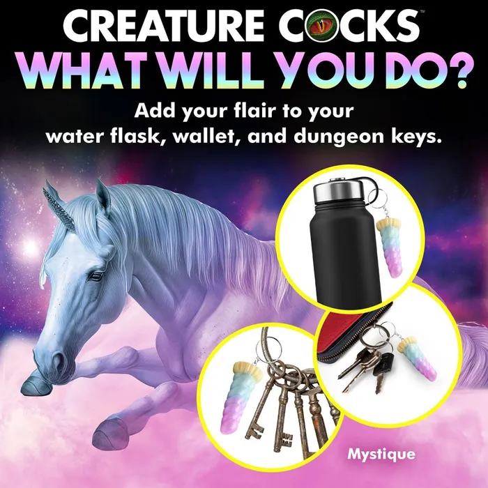 XR Brands Dildos Creature Cocks Mystique Unicorn Keychain Novelty Fantasy Dildo Keyring