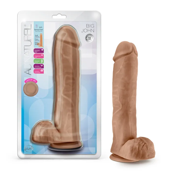 Au Naturel Big John 11 Inch Dual Density Dildo Mocha Blush Novelties Dildos