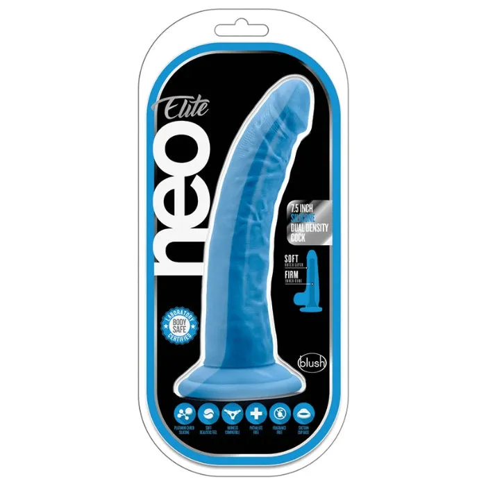 Dildos HOL Neo Elite Silicone Dual Density Dildo Neon Blue 75