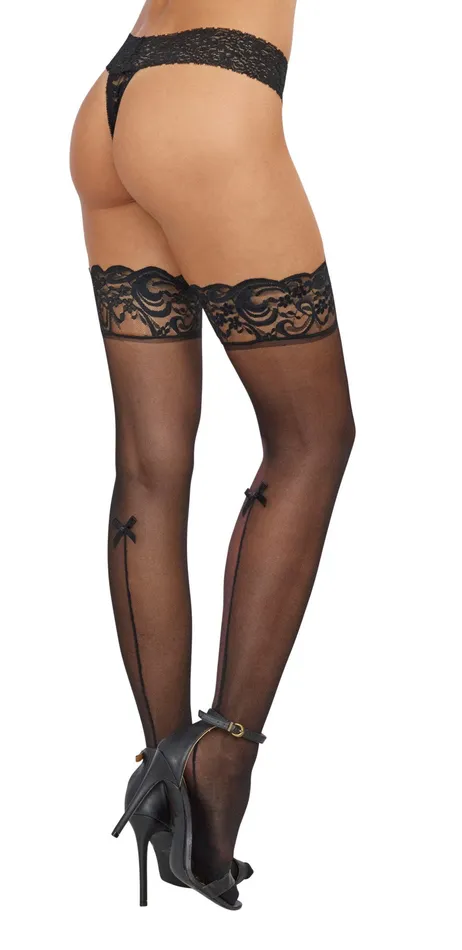 Dreamgirl Teddies And Bodies Lace Top Thigh High One Size Black