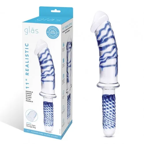 Electric Hustler Lingerie Dildos Glas 11in Realistic Double Ended Dildo W Handle