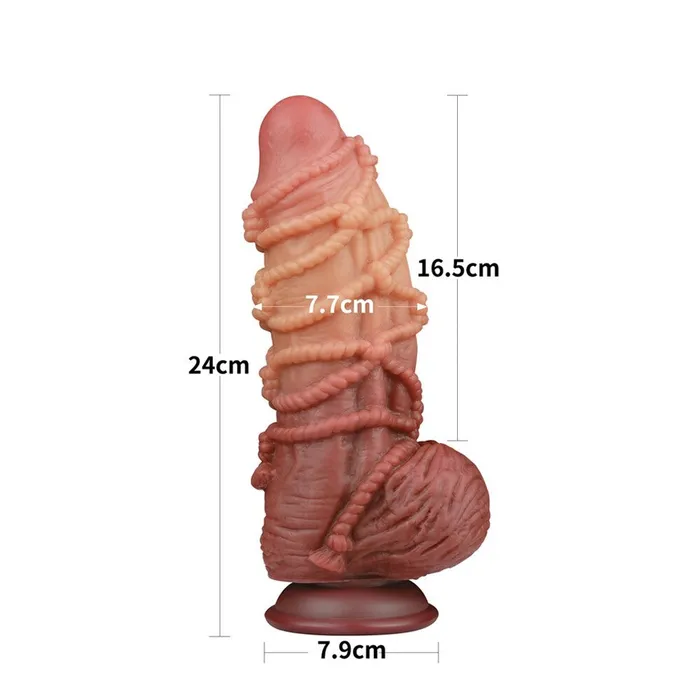 Lovetoy Dildos Lovetoy 10 Inch Dual Layered Silicone Rope Pattern Nature Cock