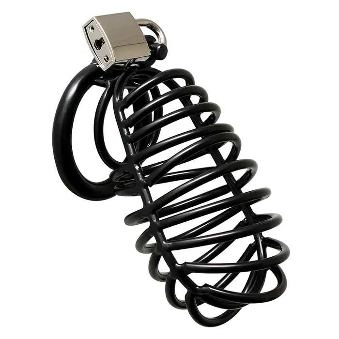 Male Sex Toys Rimba Metal Male Chastity Device With Padlock Black