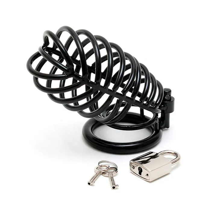 Male Sex Toys Rimba Metal Male Chastity Device With Padlock Black