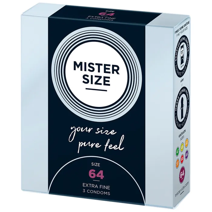 Mister Size 64mm Your Size Pure Feel Condoms 3 Pack Mister Size Male Sex Toys