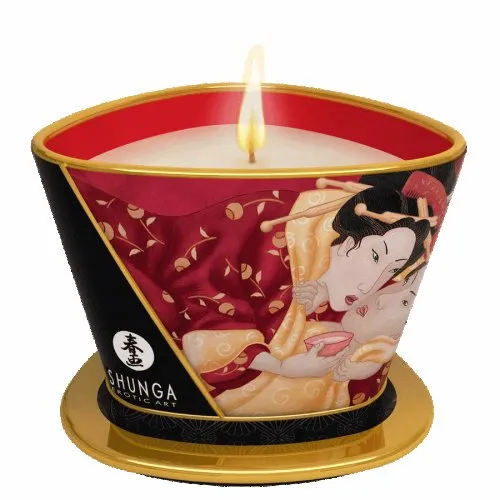 Shunga Couples Massage Candle Sparkling Strawberry Wine