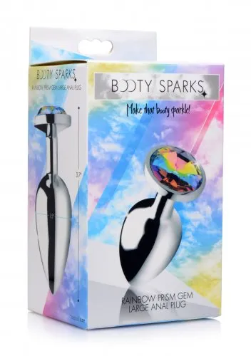 XR Brands Male Sex Toys Booty Sparks Rainbow Prism Gem Anal Plug Large