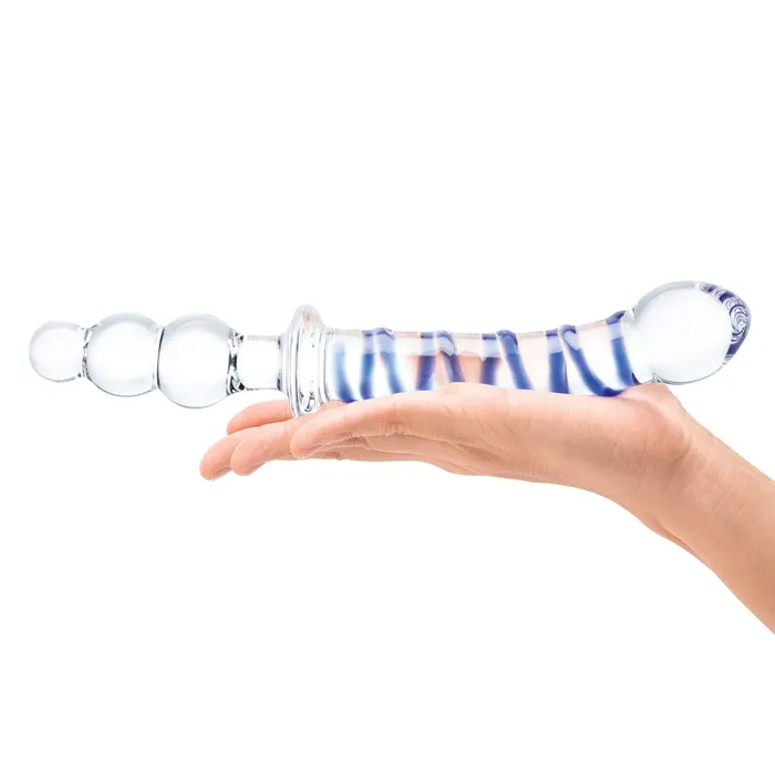 10 Inch Twister DualEnded Dildo Clearblue Glas Dildos