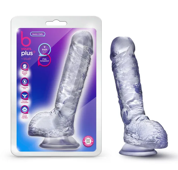 B Yours Plus Hearty N Hefty Clear Blush Dildos