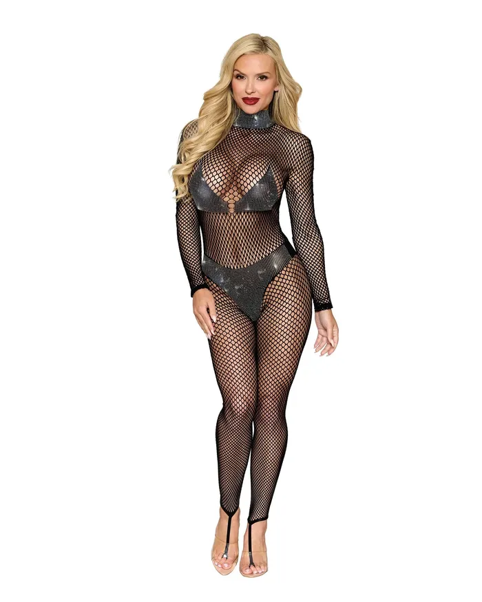 Bodystocking Dmnd One Size Black Dreamgirl Bodystockings Playsuits