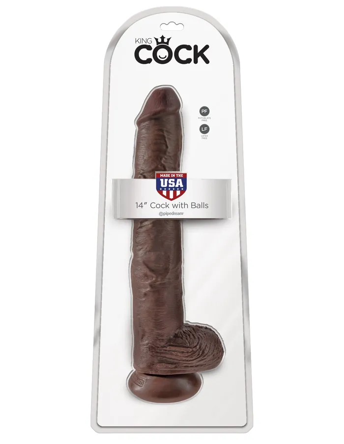 Dildos Pipedream King Cock 14 Cock With Balls Brown