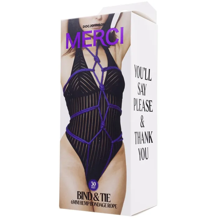 Doc Johnson Merci Bind and Tie 6mm Hemp Bondage Rope 30 Feet Violet Couples