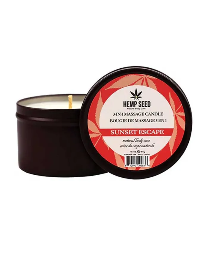 Earthly Body Couples Hemp Seed 3in1 Massage Candle Sunset Escape 6 Oz