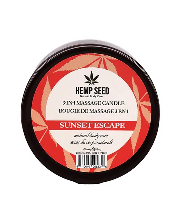 Earthly Body Couples Hemp Seed 3in1 Massage Candle Sunset Escape 6 Oz