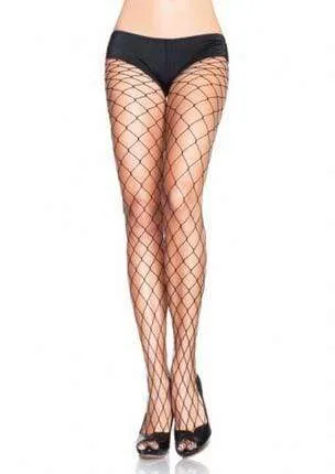 Fence Net Pantyhose One Size Black Leg Avenue Bodystockings Playsuits