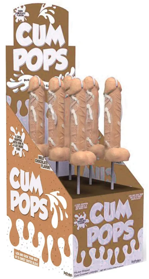 Male Sex Toys Hott Products Cum Cock Pops Milk Chocolate 6 Piece POP Display