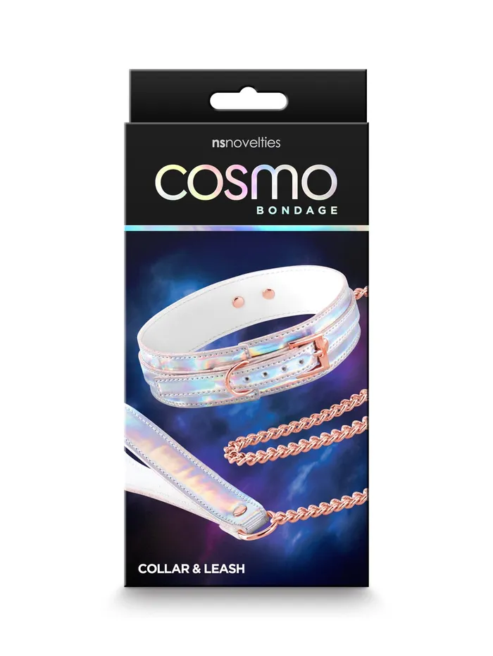 nsnovelties Couples Cosmo Bondage Collar and Leash Rainbow