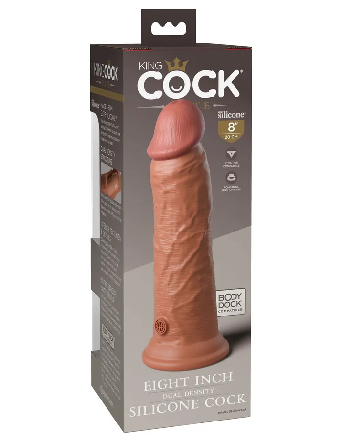 Pipedream Dildos King Cock Elite 8 Inch Silicone Dual Density Cock Tan