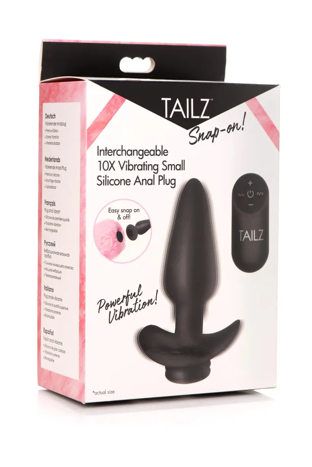 XR Brands Tailz Male Sex Toys Interchangeable 10x Vibrating Small Silicone Anal Silicone Anal Plug With Remote