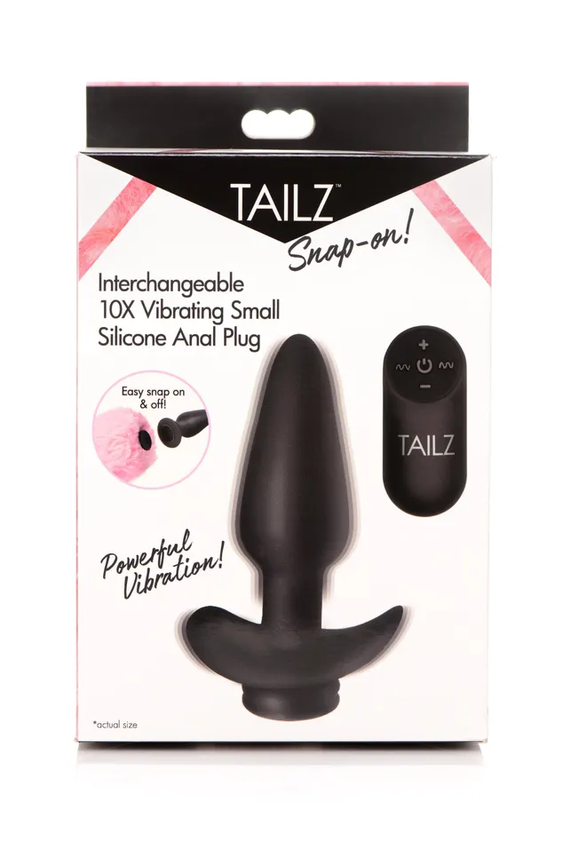 XR Brands Tailz Male Sex Toys Interchangeable 10x Vibrating Small Silicone Anal Silicone Anal Plug With Remote