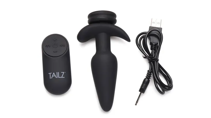 XR Brands Tailz Male Sex Toys Interchangeable 10x Vibrating Small Silicone Anal Silicone Anal Plug With Remote