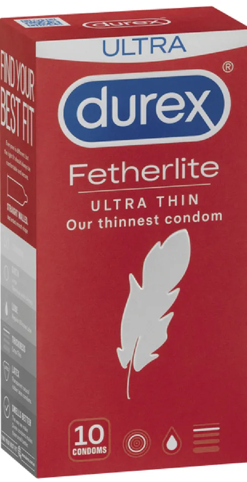 Durex Male Sex Toys Fetherlite Ultra Thin Condoms 10 Pack