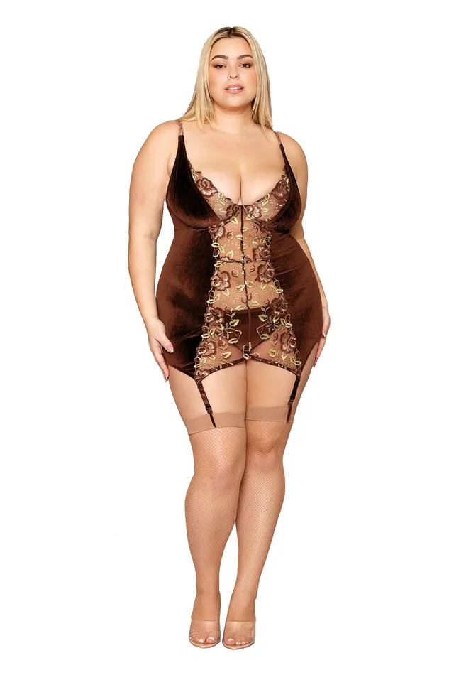 Espresso Velvet TwoPiece Set Dreamgirl International Lingerie Couples