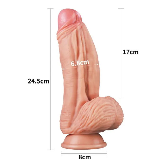 Lovetoy Dual Layered Platinum Silicone Cock 10in Flesh Dildos