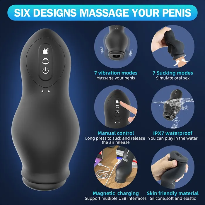 soniker Male Sex Toys Male Masturbator 7 Speed Sucking Vibration Blowjob Machine Vagina Masturbation Cup